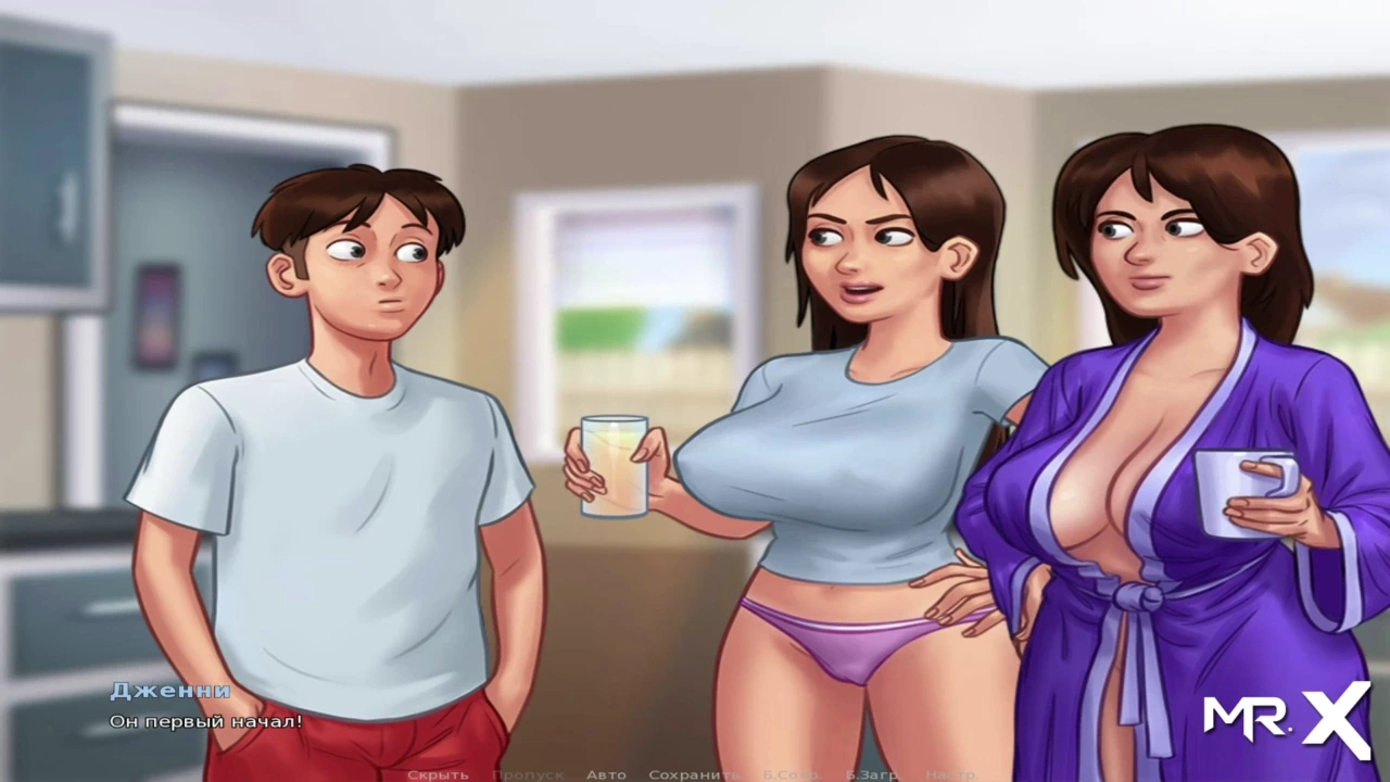 Dive into the world of SummertimeSaga! Join our protagonist as he uncovers a tantalizing twist. A sultry encounter awaits, with a seductive stranger offering a refreshing shower. Brace for a steamy, clothed encounter that will leave you breathless.